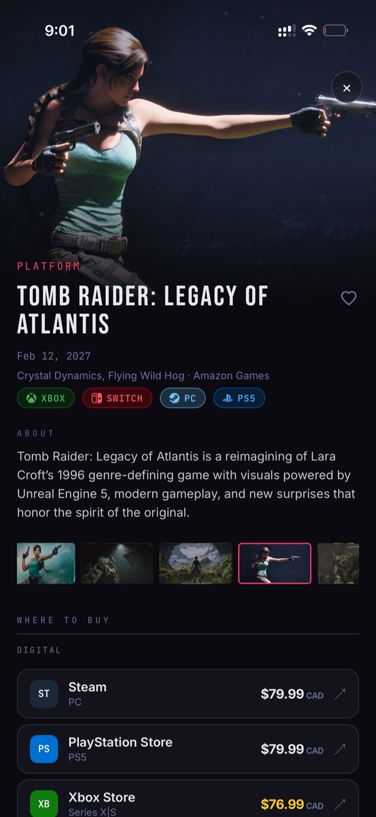 Tomb Raider: Legacy of Atlantis game page in pikmi